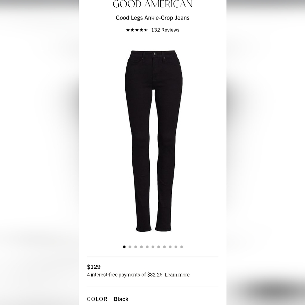 Good American Jeans in Black, Good Legs skinny leg style